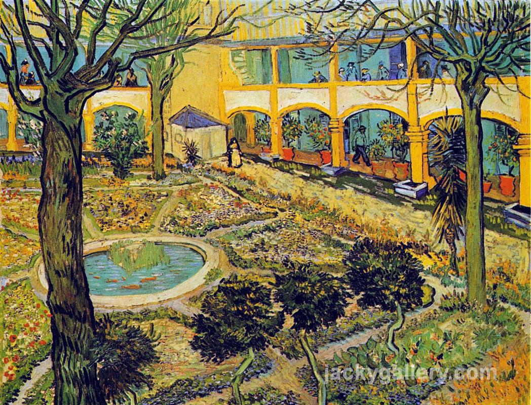 The Courtyard of the Hospital in Arles, Van Gogh painting